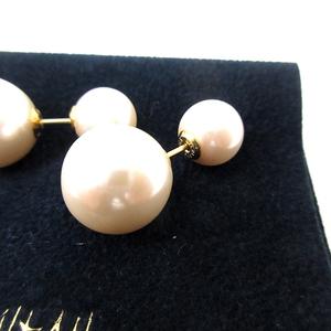 アーカー AHKAH 美品 フェイクパール ダブルピアス K18 ピンクがかった