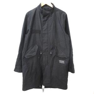 ユニフォームエクスペリメント uniform experiment 17AW UEN MILITARY STAND COLLAR COAT モッズコート スタンドカラー バックロゴ UE-178016 ロング丈 コットン 2 M 黒 ブラック メンズ