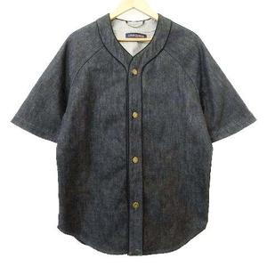 ヴィトン　ベースボールシャツ ブラック エンボス モノグラム デニム ヴィトン ベースボールシャツ ブラック エンボス モノグラム デニム