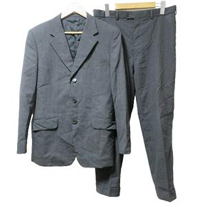 ポールスミス PAUL SMITH スーツ セットアップ 春夏 フォーマル チェック シングル テーラード ジャケット 3B 背抜き パンツ スラックス ウール M グレー ■GY99 X メンズ