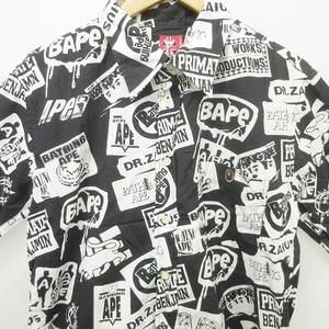 激レア アベイシングエイプ kimono shirt 羽織 刺繍 ブラック美品 A BATHING APE 新品 エイプ NINJA KIMONO SHIRT シャツ 羽織