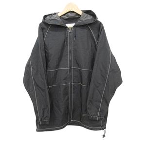 ナイキ NIKE 90s ヴィンテージ VINTAGE ナイロン ジャケット 古着 バックロゴ フード ジップアップ Mサイズ 黒 ブラック メンズ