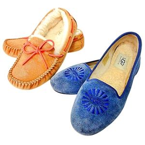 アグ UGG 2点セット モカシン ローファー シューズ ダコタ ALLOWAY US7 24cm キャメル ブルー A0611 レディース