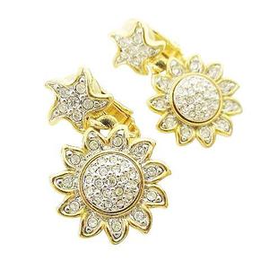スワロフスキー SWAROVSKI イヤリング 星 太陽 モチーフ ライン