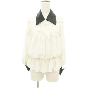 クリスチャンディオール Christian Dior ヴィンテージ VINTAGE 美品 オフショルダー シャツ シフォン ブラウス ドレープ 長袖  シルク 9号 アイボリー NGA35 レディース