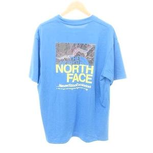 ザノースフェイス THE NORTH FACE 美品 スウィッチングロゴ Tシャツ バックプリント トップス 半袖 NT32338 XLサイズ 青 ブルー メンズ