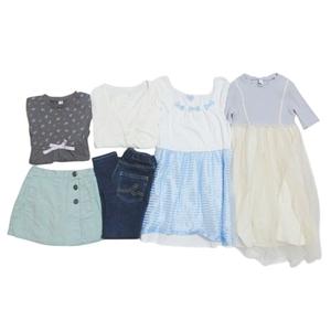 イッカ ikka 他 130-140cm 6点セット おまとめ 女の子 子供服 ワンピース カットソー カーディガン デニムパンツ スカパン 花柄 チュール オーガンジー レース マルチカラー MMT X キッズ