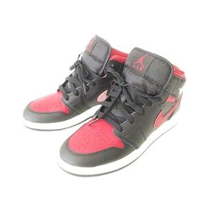 ナイキ NIKE 箱付き ステッカーあり AIR JORDAN 1 DQ8423-067 ハイカットスニーカー バッシュ US7Y 25.0㎝ 赤 レッド 黒 ブラック ☆AA★ レディース