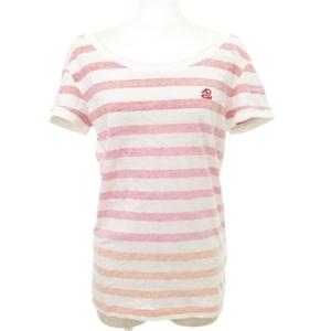 ナイキ NIKE 美品 カットソー 半袖 ボーダー ロゴ 薄手 Mサイズ 赤 レッド ■YHS3 レディース