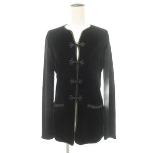 ラルフローレン RALPH LAUREN 美品 ベロア チャイナボタン コート 国内正規 15 約XXLサイズ 黒 ブラック レディース