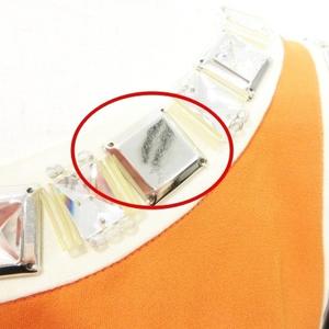 プラダ PRADA 美品 ガラス ビジュー ノースリーブ ドレス ワンピース 40 S～Mサイズ 橙色 オレンジ IBO58 レディース