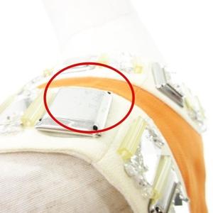 プラダ PRADA 美品 ガラス ビジュー ノースリーブ ドレス ワンピース 40 S～Mサイズ 橙色 オレンジ IBO58 レディース