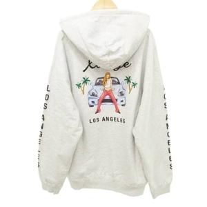 エクストララージ X-LARGE 美品 パーカー フーディ ロゴ プリント 厚手 Lサイズ グレー メンズ