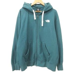 ザノースフェイス THE NORTH FACE ジップ パーカー  NT62334X スウェット 裏毛 ロゴプリント L 緑 グリーン メンズ