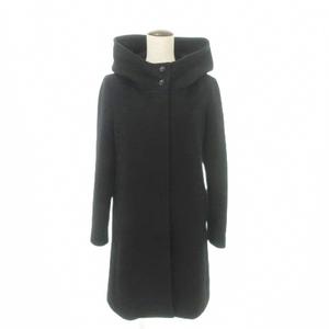 アンタイトル UNTITLED ウール コート 無地 フード付き厚手 2 約Mサイズ 黒 ブラック レディース