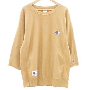 チャンピオン CHAMPION × アンダーカバー UNDERCOVER リバースウィーブ ビーズロゴ スウェット シャツ C8-B008 トレーナー 裏毛 七分袖 トップス M ベージュ  メンズ
