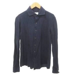ユナイテッドアローズ UNITED ARROWS シャツ 長袖 スリム 無地 薄手 Lサイズ 紺 ネイビー メンズ