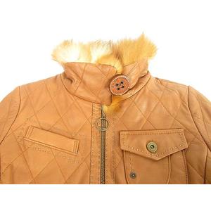 バーバリー ブルーレーベル レザーコート ラムレザー ファー キャメル
