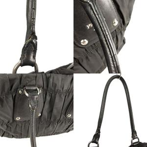 プラダ PRADA ギャザー ハンドバッグ トートバッグ ナイロン レザー  