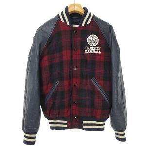 FRANKLIN MARSHALL XS 袖レザー スタジャン チェック 牛革