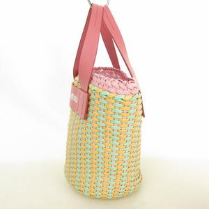 ミュウミュウ miumiu 5BE022 ウーブンバケット ハンドバッグ ロゴ 