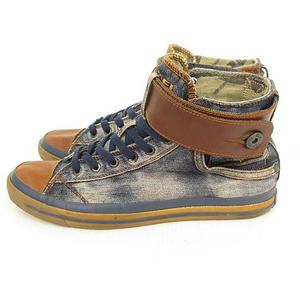 ディーゼル DIESEL デニム ハイカット スニーカー レザーベルト