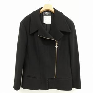 シャネル CHANEL ウール ライダース ジャケット ブルゾン 装飾金ボタン 