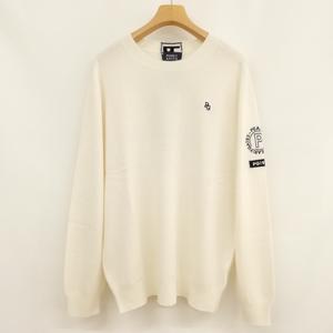 パーリーゲイツ カシミヤ クルーネックニット プルオーバー 5 L ホワイト 未使用品 パーリーゲイツ PEARLY GATES 23年モデル カシミヤ