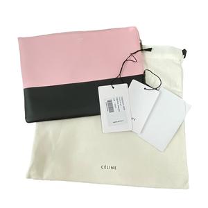 CELINE セリーヌ　クラッチポーチ　ピンク×ブラック　バイカラー CELINE セリーヌ クラッチポーチ ピンク×ブラック バイカラー