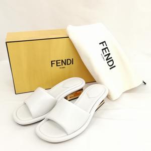 24SS【FENDI】コリブリ インターレースレザー ハイヒール ロゴ