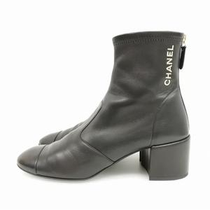 シャネル CHANEL 23AW G39160 ショートブーツ ブーティ バックジップ 