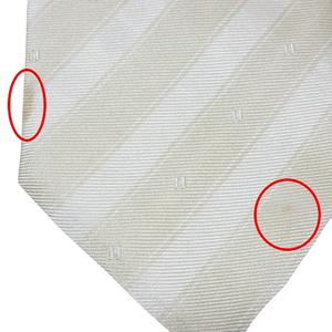 エルメス HERMES Hロゴ ネクタイ レギュラータイ シルク100% ストライプ ビジネス ベージュ系 X メンズ