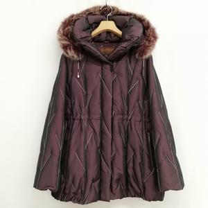 バルマン BALMAIN 美品 ダウンコート ダウンジャケット フォックスファー M バーガンディー系 レディース