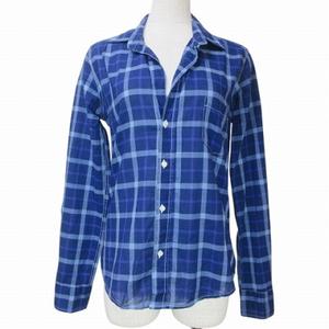 フランク&アイリーン Frank&Eileen BARRY チェックシャツ 長袖 スキッパー XS 青 ブルー X レディース