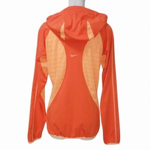 ナイキ NIKE ドライフィット パーカー ジップアップ スポーツウエア ジャージー素材 長袖 メッシュ切替 ロゴ ワンポイント S オレンジ X レディース