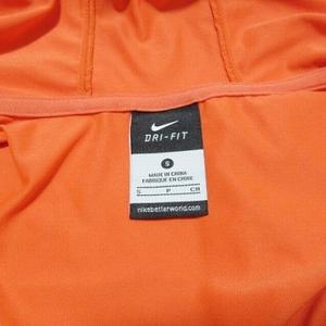 ナイキ NIKE ドライフィット パーカー ジップアップ スポーツウエア ジャージー素材 長袖 メッシュ切替 ロゴ ワンポイント S オレンジ X レディース