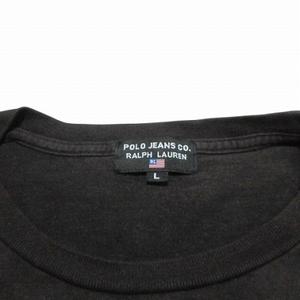 ポロジーンズ ラルフローレン POLO JEANS Tシャツ 半袖 ロゴ プリント クルーネック L 黒 ブラック X メンズ
