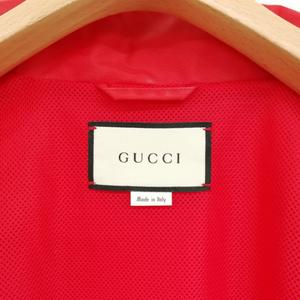 グッチ GUCCI 618900 20AW ロゴ 刺繍 ナイロン ジャケット ブルゾン 48 レッド ネイビー メンズ