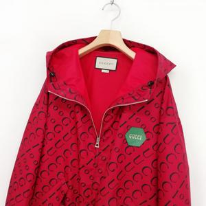 グッチ GUCCI 676497 22SS 100周年 ロゴ ナイロン フーデット ジャケット ウィンドブレーカー 美品 44 レッド メンズ
