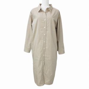 プラステ PLST 18SS コットンタイプライターシャツワンピース ミモレ丈 長袖 スキッパー M ベージュ X レディース