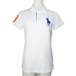 ラルフローレン RALPH LAUREN ビッグポニー ポロシャツ 半袖 鹿の子 ワッペン S/160/84A 白 ホワイト /X レディース