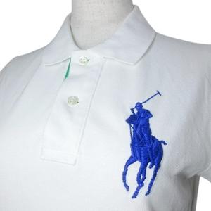 ラルフローレン RALPH LAUREN ビッグポニー ポロシャツ 半袖 鹿の子 ワッペン S/160/84A 白 ホワイト /X レディース