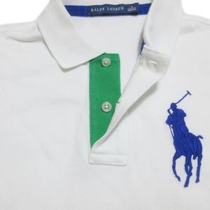 ラルフローレン RALPH LAUREN ビッグポニー ポロシャツ 半袖 鹿の子 ワッペン S/160/84A 白 ホワイト /X レディース