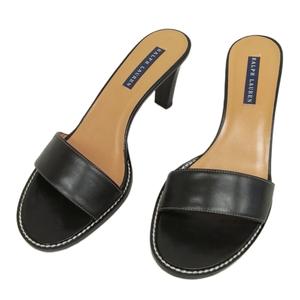 ラルフローレン RALPH LAUREN 美品 ヒール サンダル ミュール レザー 7.5 B ブラック レディース