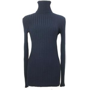 ラルフローレン RALPH LAUREN タートルネックリブニット 長袖 ウール L 紺 ネイビー /X レディース
