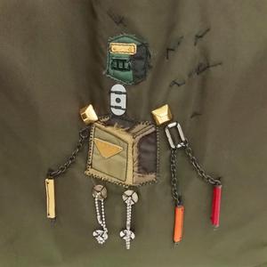プラダ PRADA ポコノ ロボット ナイロン トートバッグ 三角プレート カーキ系 メンズ レディース