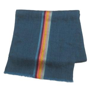 ポールスミス PAUL SMITH ストール ウールシルク サンプル ストライプ ヘリンボーン フリンジ ブルー系 /X レディース