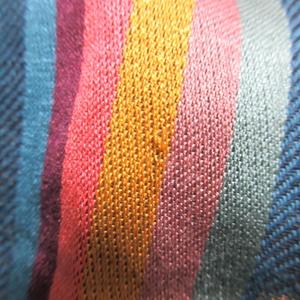 ポールスミス PAUL SMITH ストール ウールシルク サンプル ストライプ ヘリンボーン フリンジ ブルー系 /X レディース