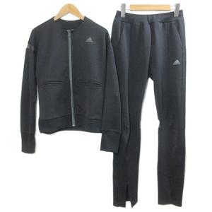 アディダス adidas ×MOUSSY マウジー 17FW セットアップ ノーカラー トラックジャケット パンツ ジャージ CLIMALITE スリーストライプ ロゴ プリント バックフリル S M 黒 ブラック CF5679 CF5679 /X  
