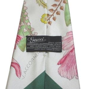 グッチ GUCCI ネクタイ ワイドタイ シルク 花柄 ベージュ グリーン /X メンズ